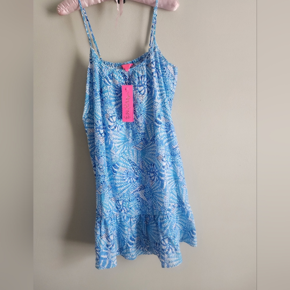 Lilly Pulitzer Jayden Mini Dress women small 100% Linen Blue/White Coastal beach - Picture 7 of 14